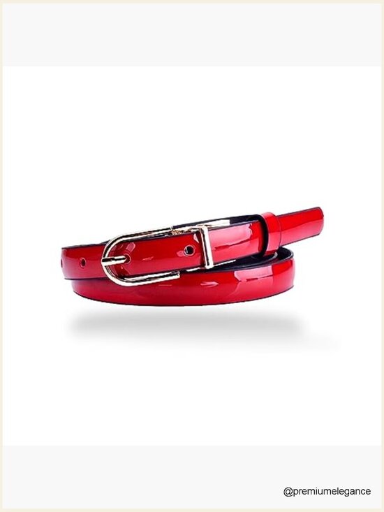 Reversible Skinny Patent Leather Belt Gold Buckle 0.5\